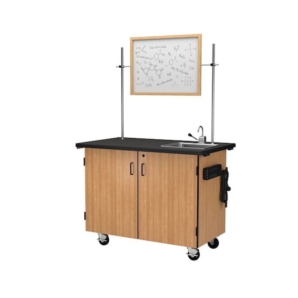 National Public Seating Mobile Science Cart with Shelving, Whiteboard/Mirror & Sink MSC01WS - main